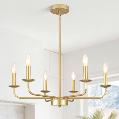 Lustre de style moderne à bougie en métal à 6 lumières de 24 po Mayani Roxsanne