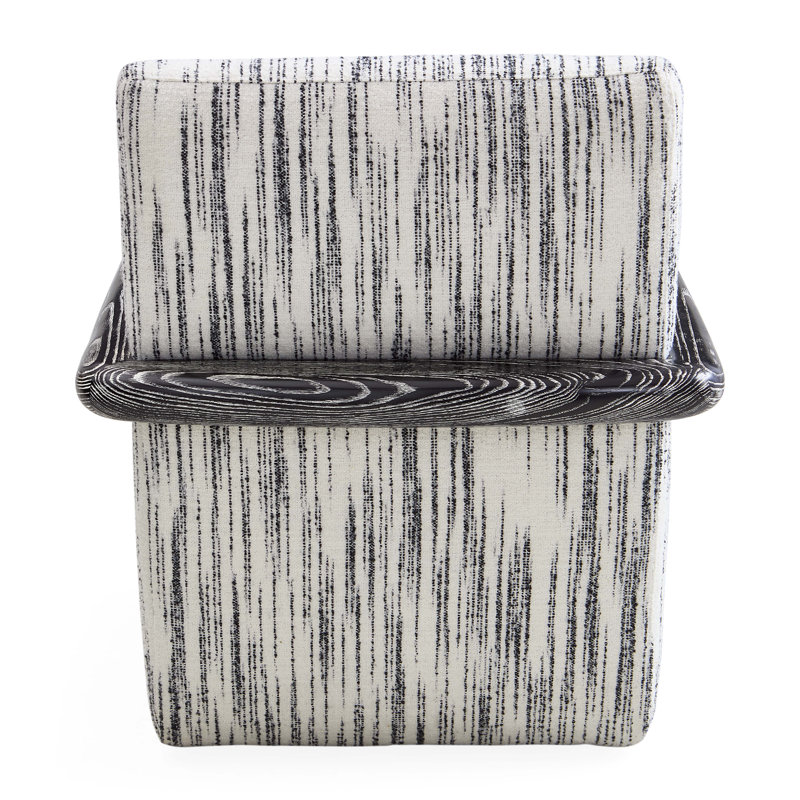 St. Germain Club Chair, Stratus Black/Ivory Polyester Blend/Acrylic/Wool, Distressed Black/Brass