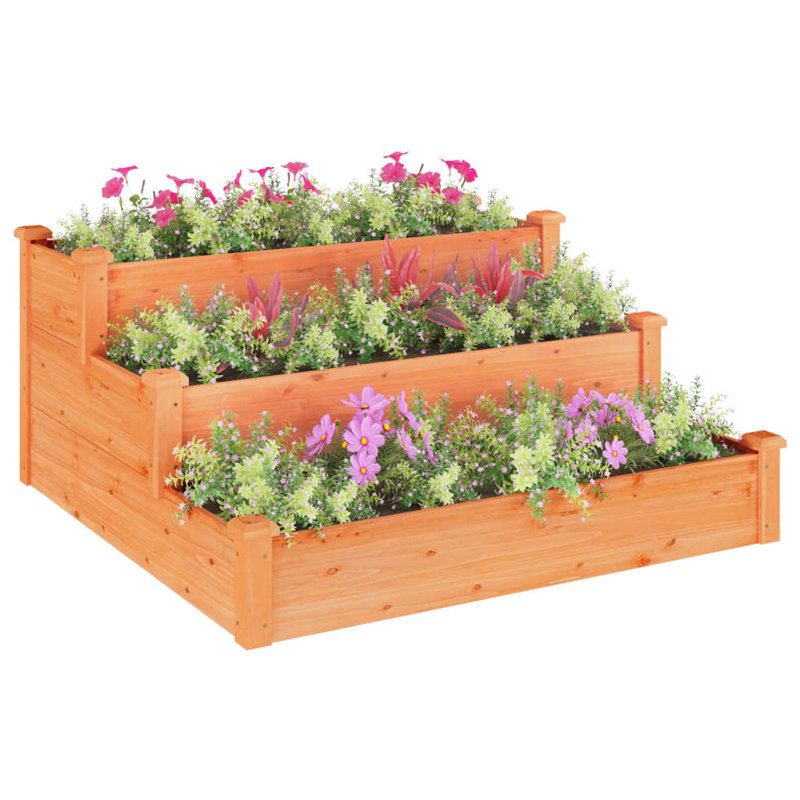 Aukje Wood Raised Garden Bed, Brown