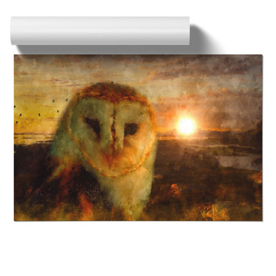 Owl at Sunset Painting - Frameless Print
