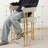 25" Upholstered Gold Chenille Arm Counter Stool (Set Of 3)-861838358