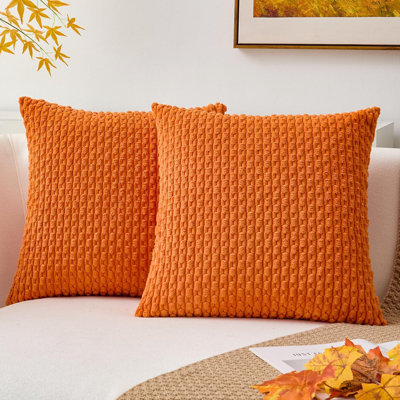 Ensemble de 2 housses de coussin en tissu velours côtelé à motif velours côtelé Boho pour coussin 18 x 18 pouces