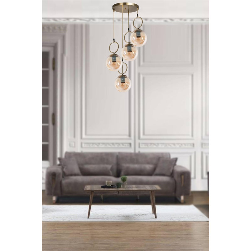 Daggett 4 - Light Cluster Pendant, Copper, Amber
