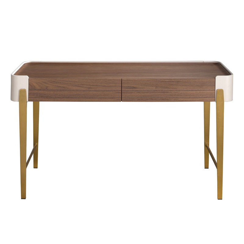 Desk in walnut polished steel
