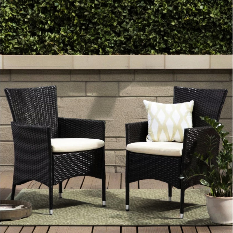 Outdoor Multibrown PE Wicker Dining Chairs,Set Of 2