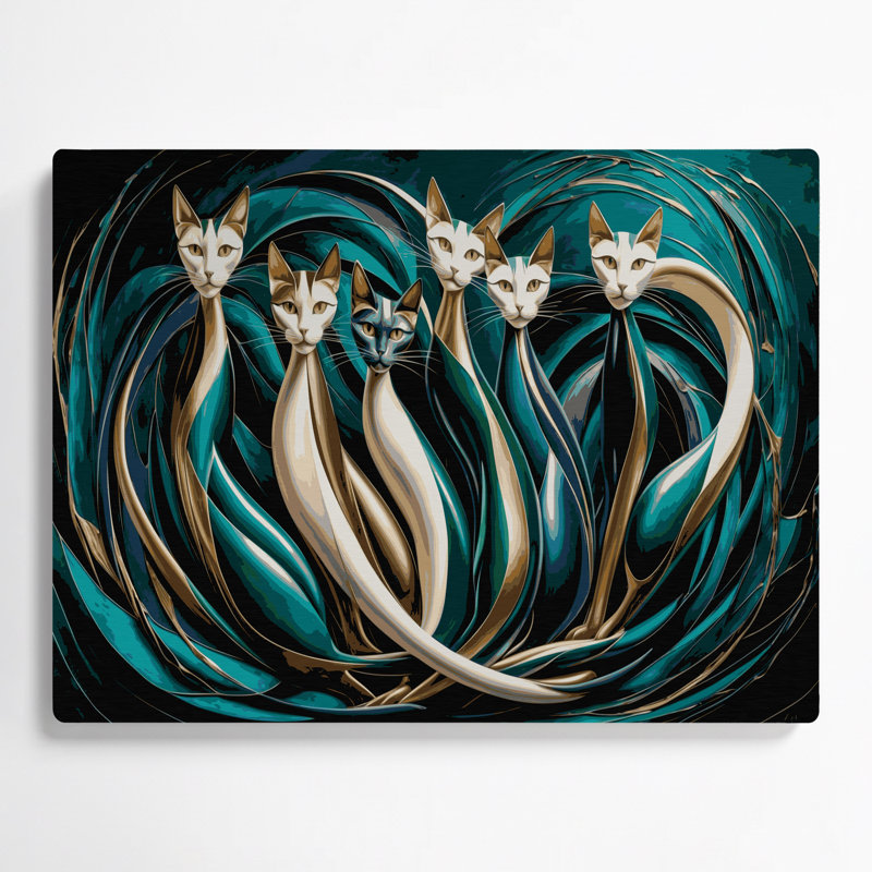 Art mural en métal «Cats Oriental Shorthair», H 11 po x l 14 po