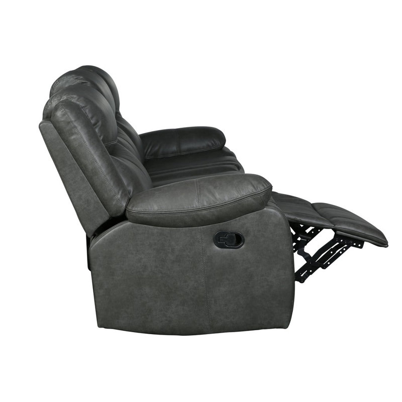 Apollonie 86'' Faux Leather Reclining Sofa, Gray Faux Leather