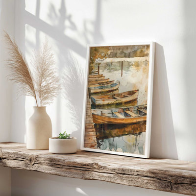 «Canoes at Rest», reproduction encadrée