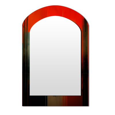 Perdu dans la simplicité II - miroir minimaliste de forme irrégulière, miroir mural asymétrique vert unique, impression d'art en métal