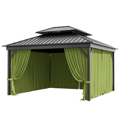 12X12 Ft. Outdoor Gazebo Curtains 4-Panels Polyester Side Wall For Gazebo, Only Curtains