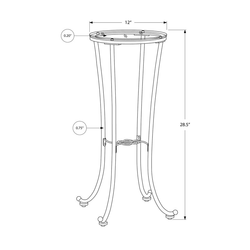 Accent Table, Side, End, Plant Stand, Round, Living Room, Bedroom, Metal, Black, Clear, Hammered Black