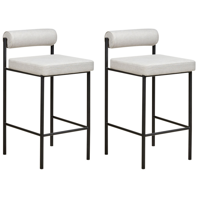 Amaya Upholstered Counter Stool with Metal Frame, Grey