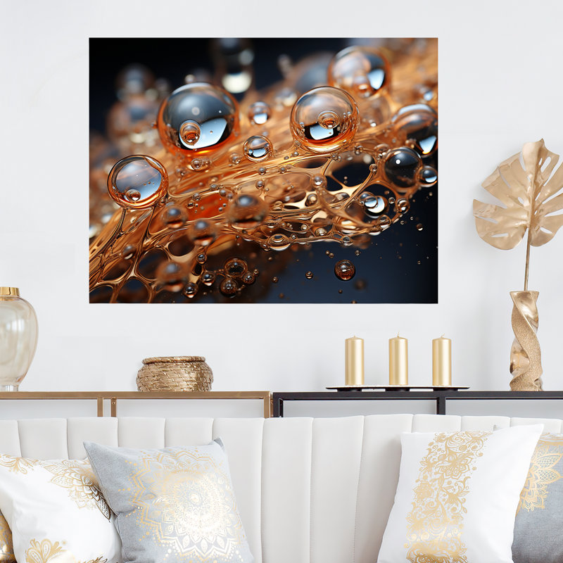 «Beating Bronze Perlages Champagen - Champagne», art mural en métal MT137325, H 12 po x l 20 po x P 1 po