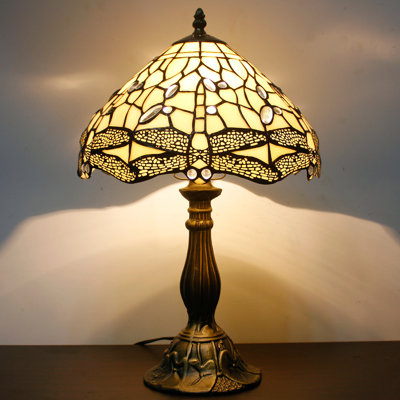 Lampe de chevet Tiffany Lampe lampe de table en vitrail de bureau Libellule Bureau Banc de 18 po de hauteur Décoratif Salon Chambre à coucher Antique Bohémien Victorien Souvenir Symphonie Bloomsbury Market Ampoule à DEL Better