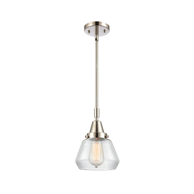 Luminaire suspendu conique à 1 lumière Cahn, Transparent, Nickel poli, DEL