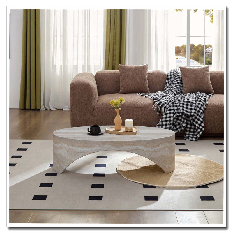 Oval Coffee Table, White/Taupe