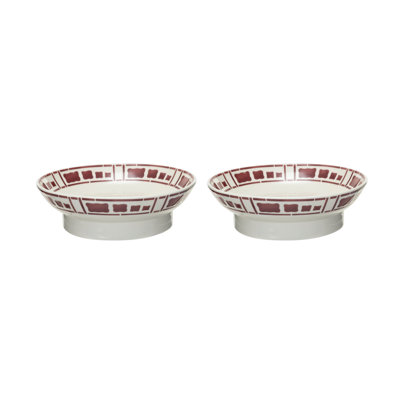 Hand-Painted Stoneware Footed Bowl With Pattern