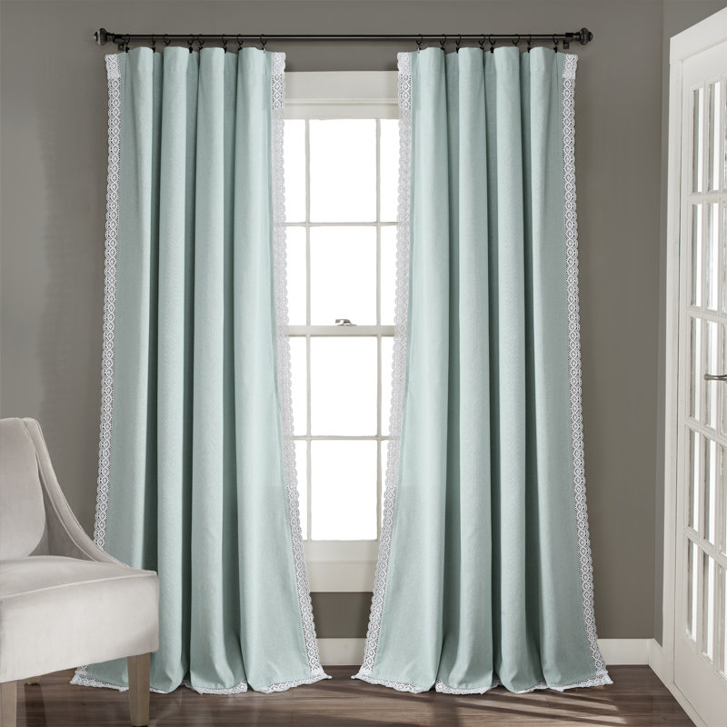 Semi Sheer Curtain Pair, Blue, 137cm W x 305cm L