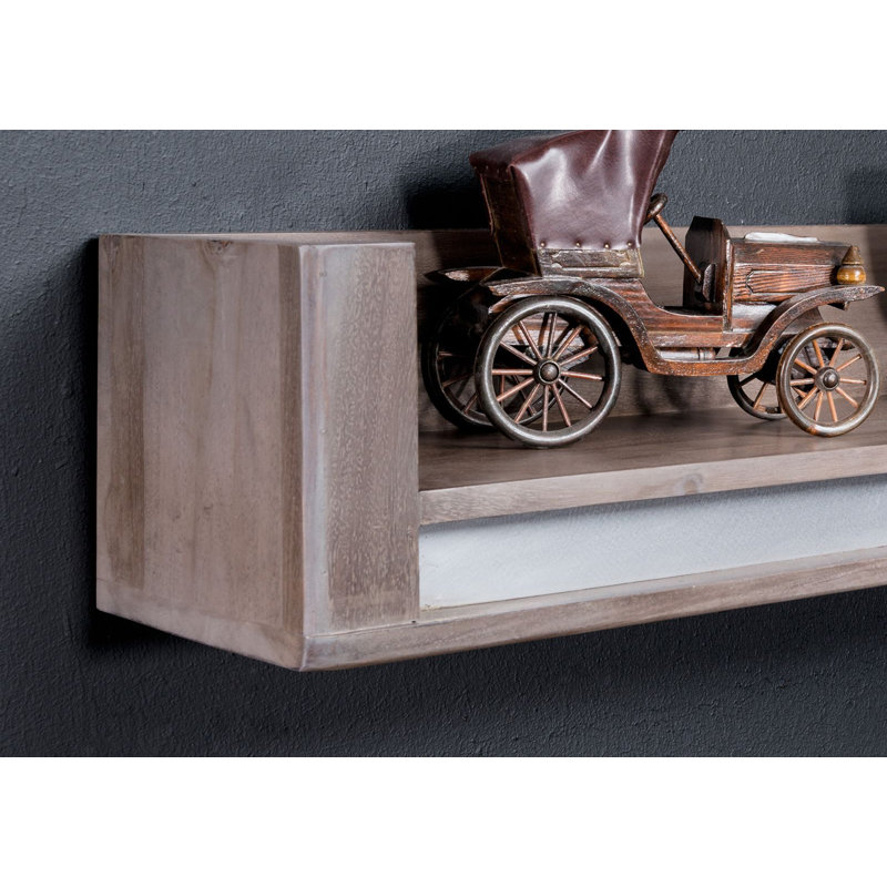 Sydney Sheesham Solid Wood Accent Shelf, Smoked oak, 20cm H x 120cm W x 22cm D