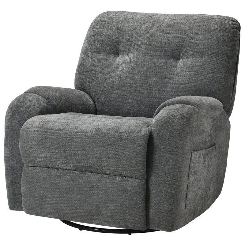 Modern Chenille Swivel Rocking Gray Recliner, Gray