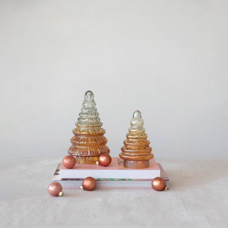 Arbre embossé en verre mercuré bicolore