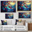 Cerisier rouge et bleu coucher de soleil - art mural cerise-355145937-355145938