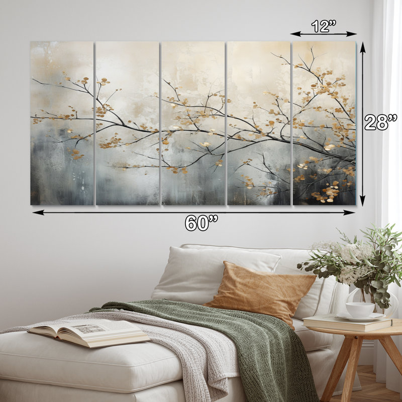 Arbre, impression éthéréale sur toile 5 pièces