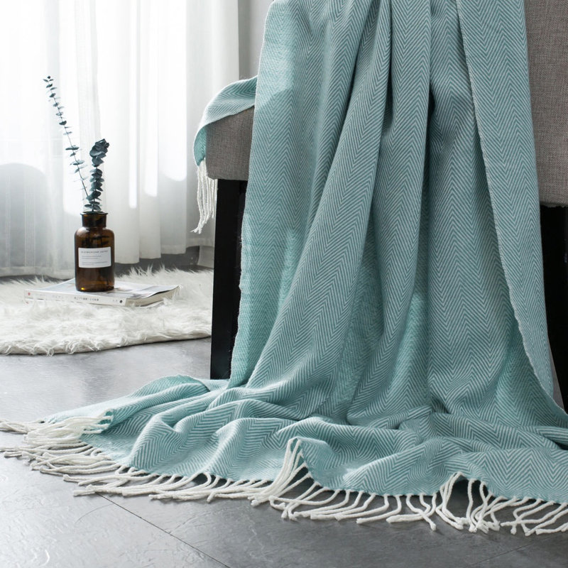 Herringbone Throw Blanket, Aqua