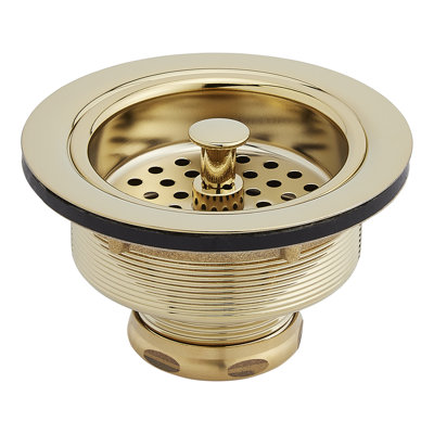 3-1/2" Kitchen Sink Basket Strainers - Set of Two - Polished Brass