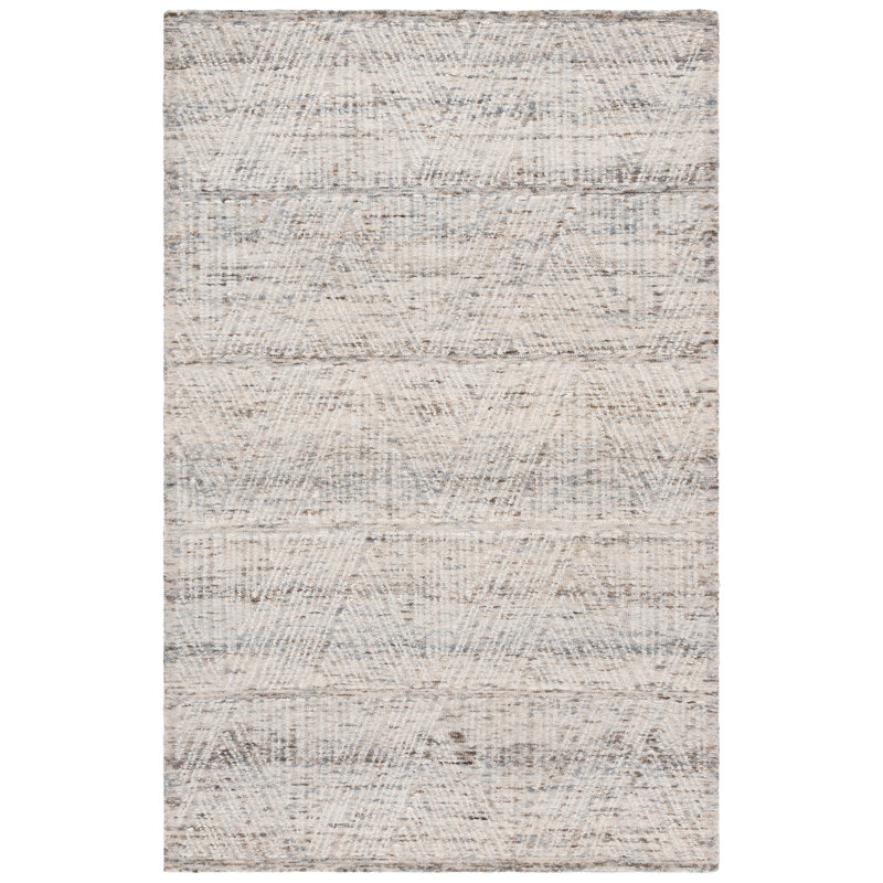 Abstract Hand Tufted Wool; Cotton Geometric Indoor Rug, Rectangle 5' x 8'