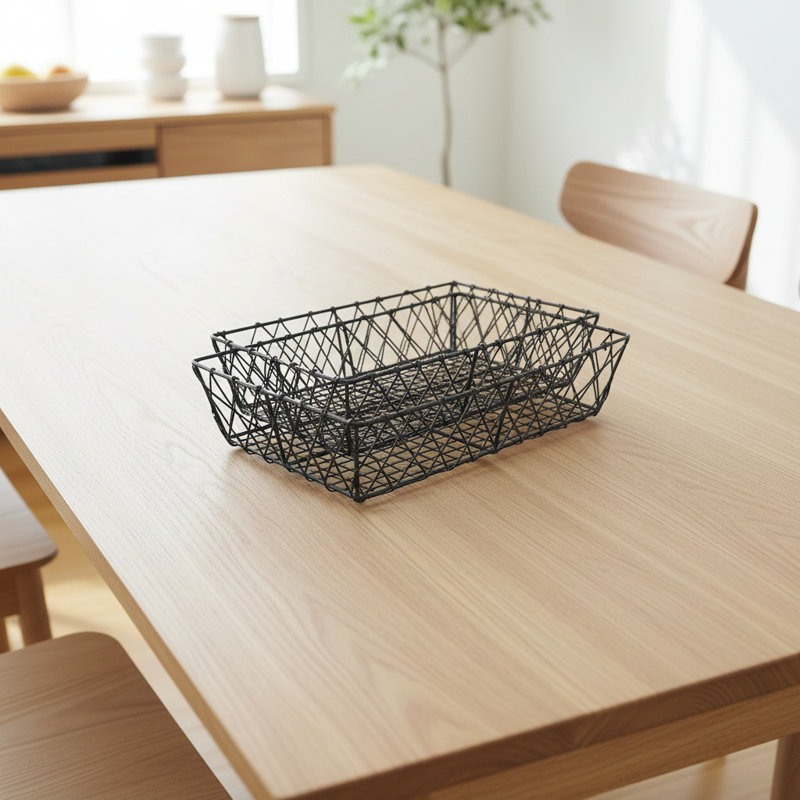 Ensemble de 2 plateaux rectangulaires en fer, plateaux de présentation ou de service en métal noir, table de salle à manger ou manteau de cheminée