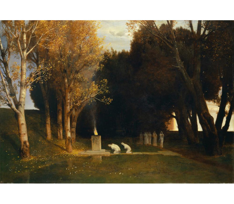 «The Sacred Grove» par Arnold Böcklin - Art mural sur toile tendue avec châssis, H 24 po x l 17 po