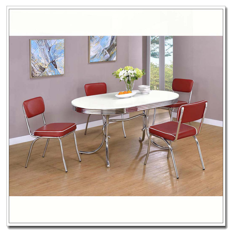White and Chrome Oval Dining Table