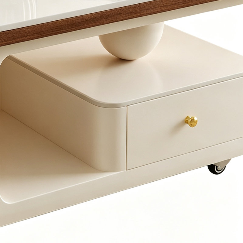 Table basse créative de style crème moderne, H 17,71 po x l 47,24 po x P 23,62 po, Grey / White