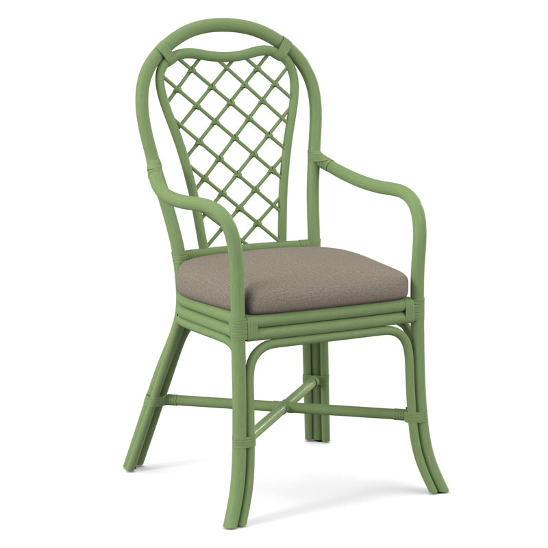 Trellis Dining Arm Chair, Beige Performance Fabric; 0851-73, Celery