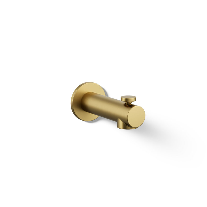 Elate Wall-Mount Bath Spout With Diverter, Brushed Brass