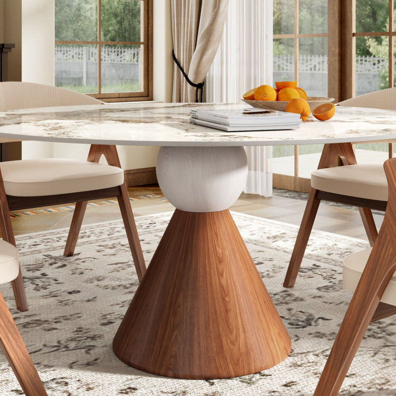Table de salle à manger en pierre frittée Farmhouse, Ambre, H 29,53 po x L 47,24 po x l 47,24 po
