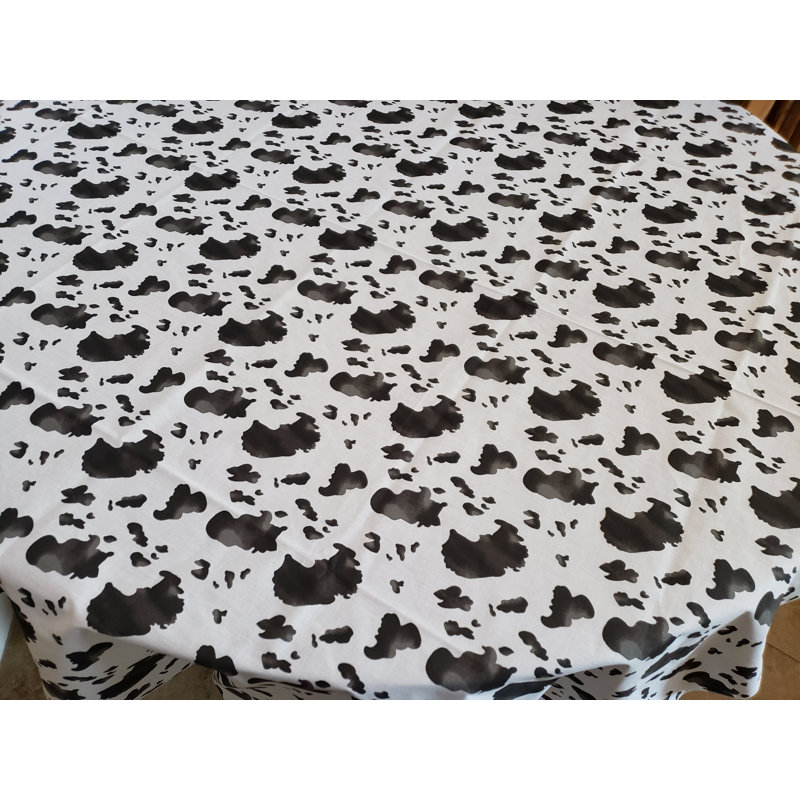 Cow Print Tablecloth, 48" Square, Black