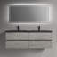 Meuble-lavabo mural simple / double 60 po avec comptoir en quartz intégré 2 lavabos, 4 tiroirs à fermeture en douceur-1656441730