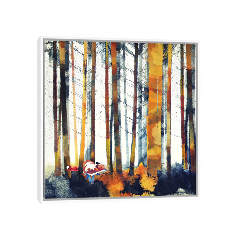 «Autumn Hunt», reproduction d'impression, Pas de tapis, 18" H x 18" W x 1.5" D, Toile blanche encadrée