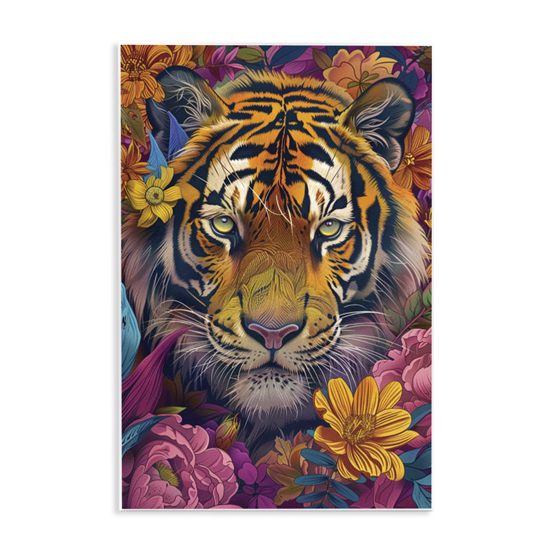 Plaque murale Peering Tiger, par LSR Design Studio, H 15 po x l 10 po