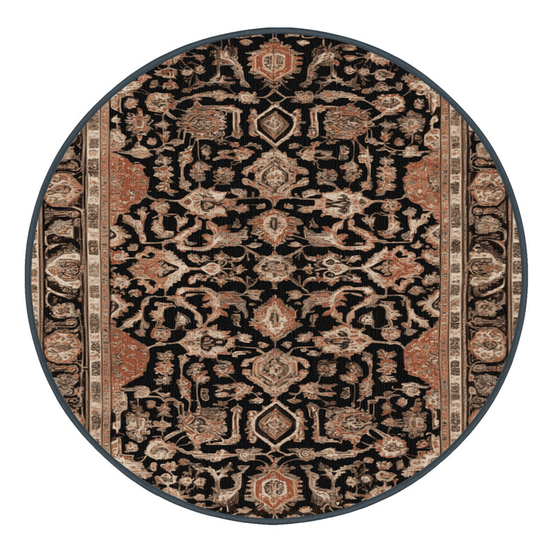 Tapis brun lavable à la machine, Rond 5 pi