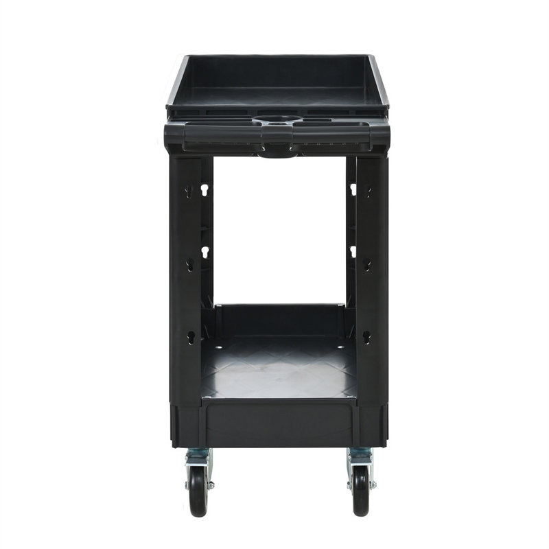 Chariot utilitaire robuste à deux tablettes avec roues verrouillables, capacité de 600 lb