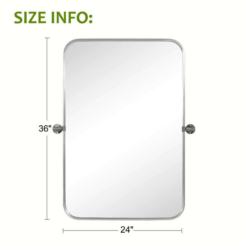 Orth Metal Rectangle Wall Mirror, 36" x 24", Silver/White