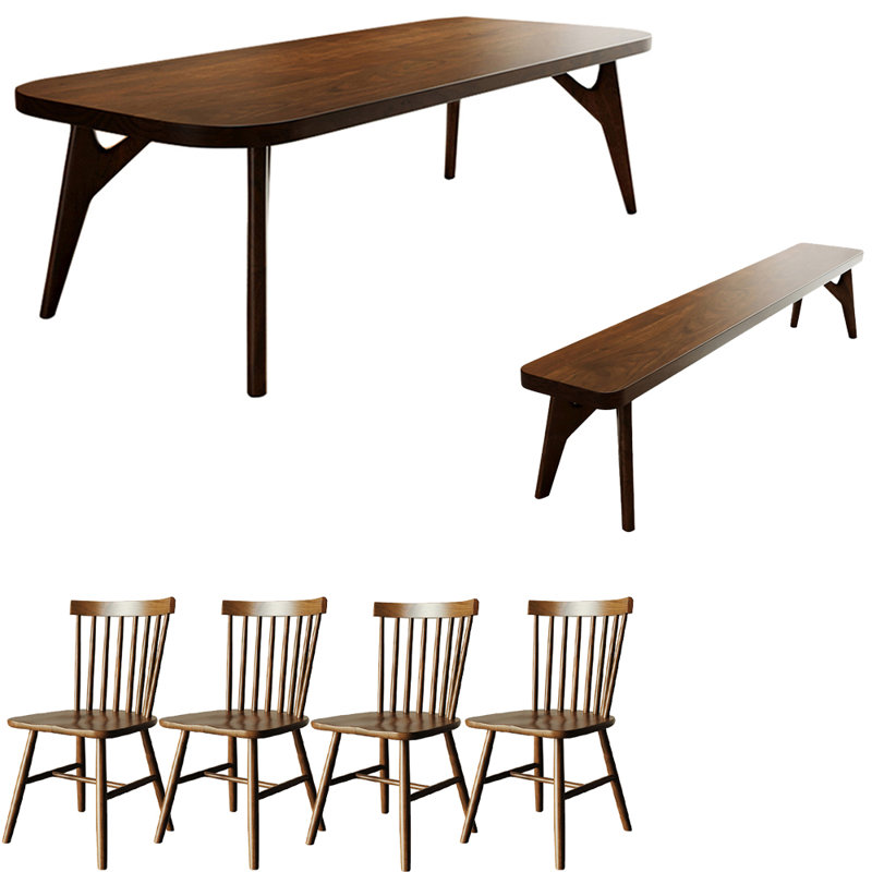 Ensemble de table à manger moderne et simple en bois massif., H 29,5 po x L 62,9 po x l 27,5 po