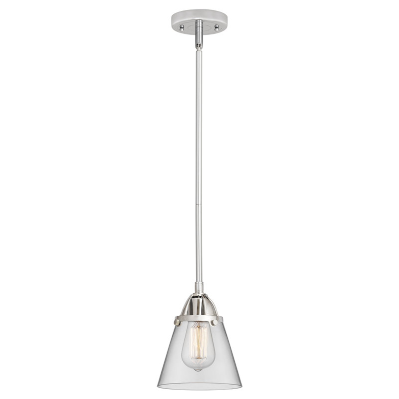 Mini-luminaire suspendu à 2 lumières en forme de cône 1 lumière Nouveau - ampoule non incluse, Chrome poli, Clair