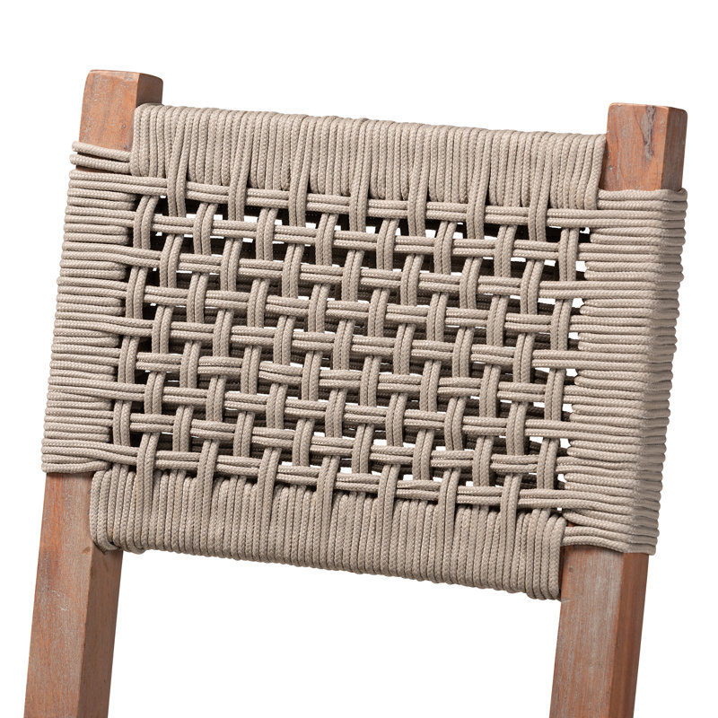 Gray Woven Rope and Mahogany Counter Stool