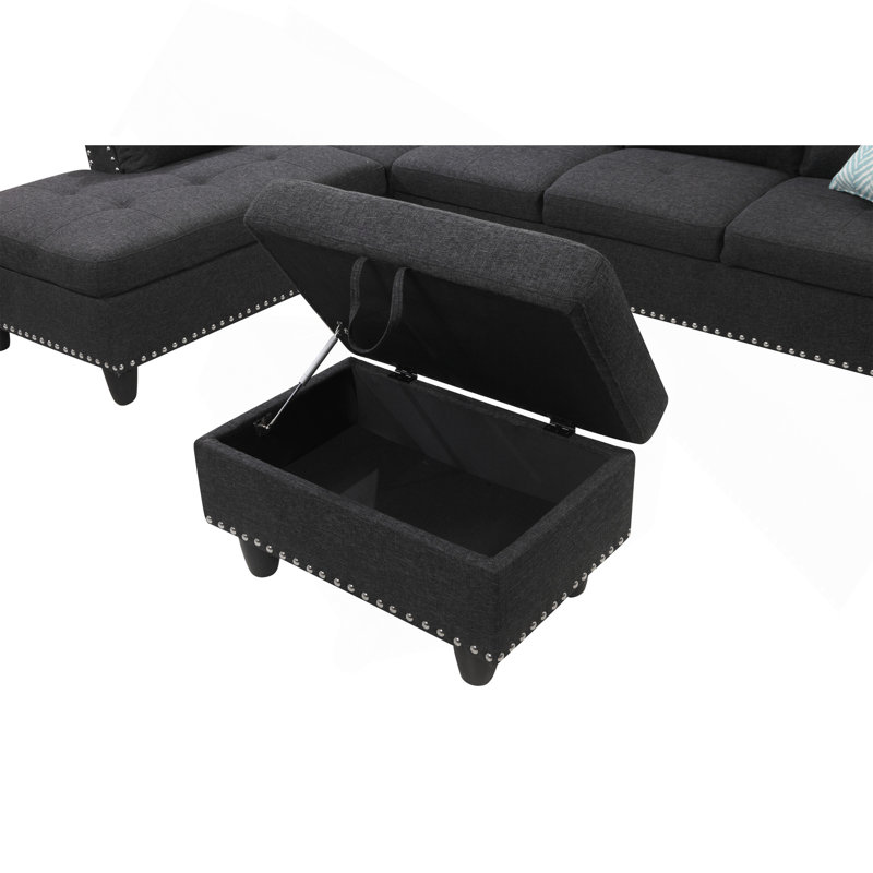 Canapé Rivet, Charcoal Grey