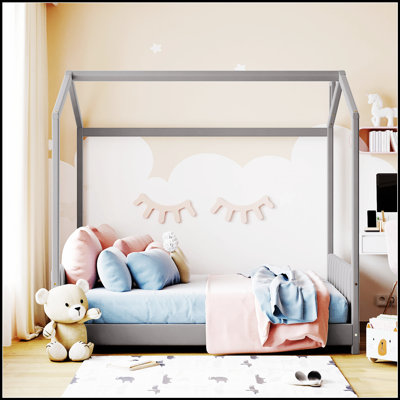 Lit tapissier en velours avec structure en bois de pin robuste, parfait pour les chambres familiales créatives et élégantes