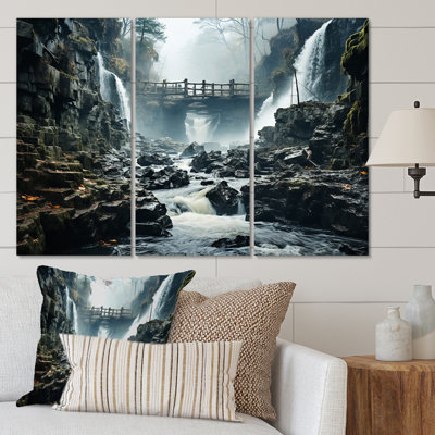 «Waterfall Misty Delight» sur toile, reproduction de 3 pièces